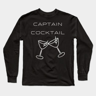 Captain Cocktail Typography White Design Long Sleeve T-Shirt